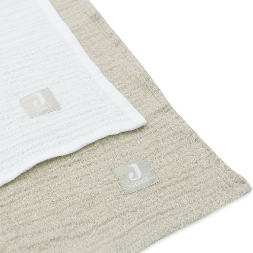 Lot de 2 maxi-langes en coton Olive Green-Ivory (115 x 115 cm) (Jollein) - Image 7