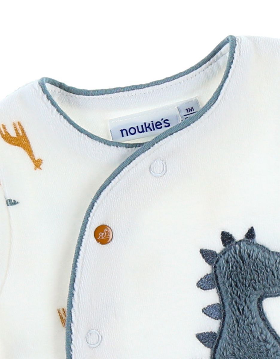 Pyjama dinosaure en velours, blanc/bleu (Noukie's) - Image 3