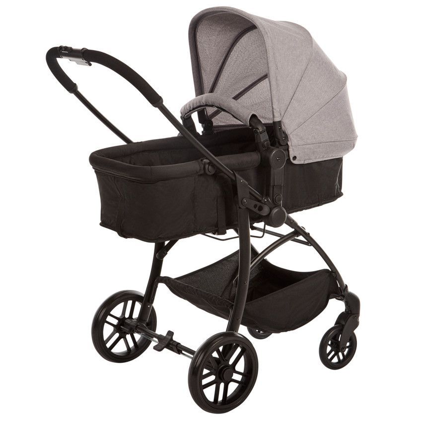 Poussette trio combinée avec siège-auto et couffin gris chiné/noir - Gris (Babycare) - Image 6