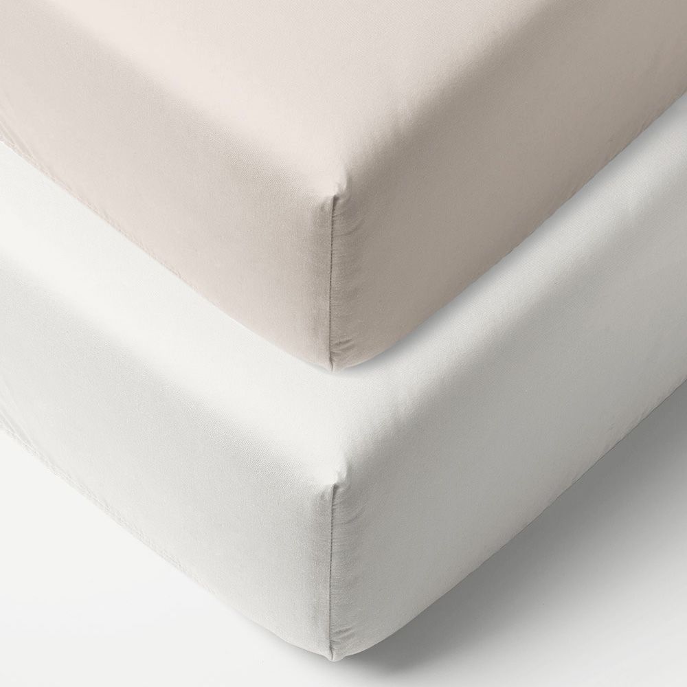 Petite Amélie Lot de 2 draps-housses bébé en jersey coton bio | Blanc et Gris taupe | 40x90 cm | Pour matelas 10-12 cm de hauteur (Petite Amélie) - Couverture