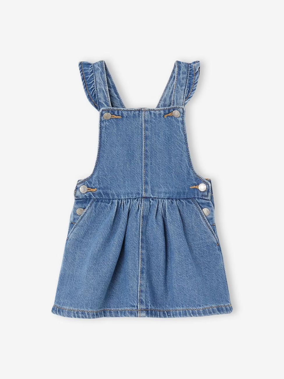 Robe salopette bébé en denim bretelles volantées stone (Vertbaudet) - Image 2