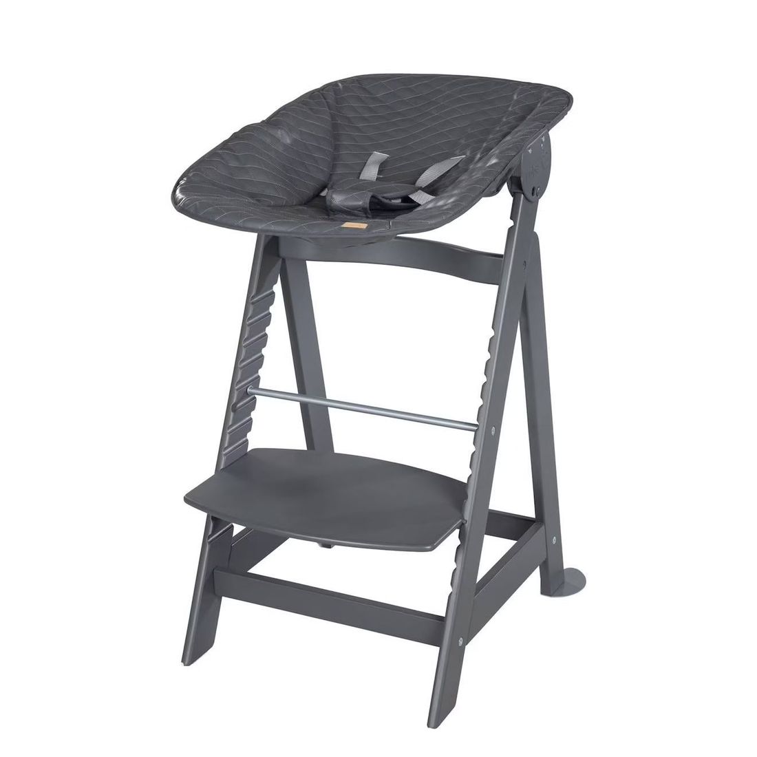 Chaise Haute Évolutive Et Inclinable Avec Transat Déperlant Born Up Anthracite - Graphite (Roba) - Image 2