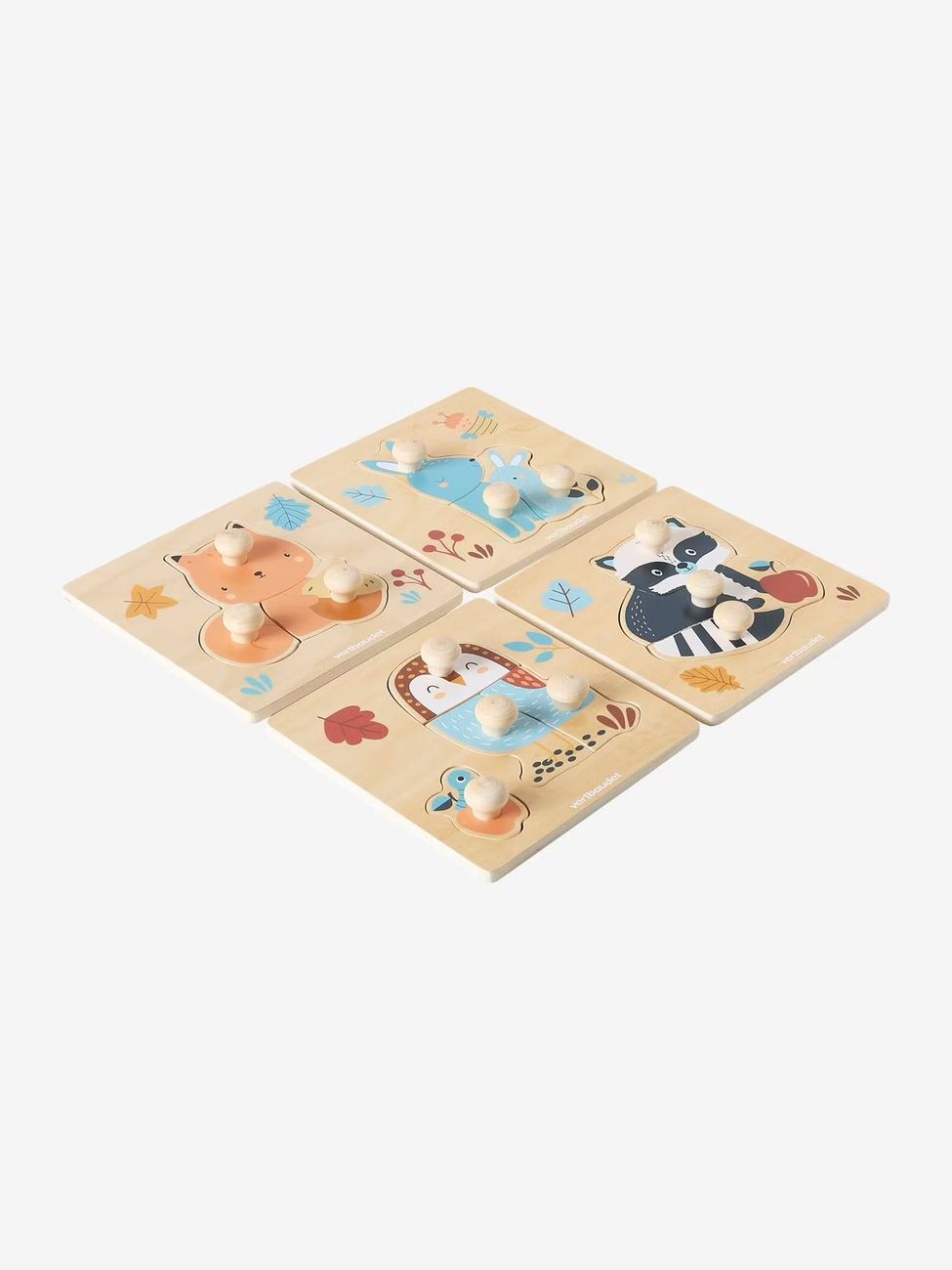 Lot de 4 puzzles boutons LES AMIS DE LA FORÊT en bois FSC® bois (Vertbaudet) - Image 1