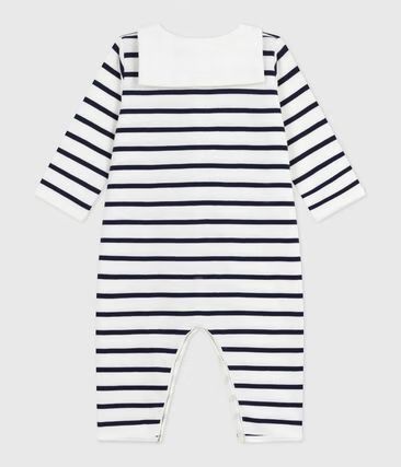Dors-bien sans pieds bébé mixte en coton à rayures avec sérigraphie (Petit Bateau) - Image 1