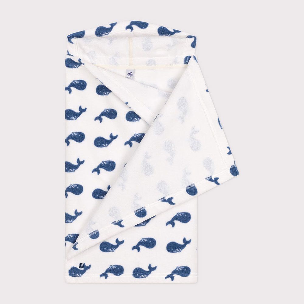Cape de bain en éponge imprimé baleine (Petit Bateau) - Image 2
