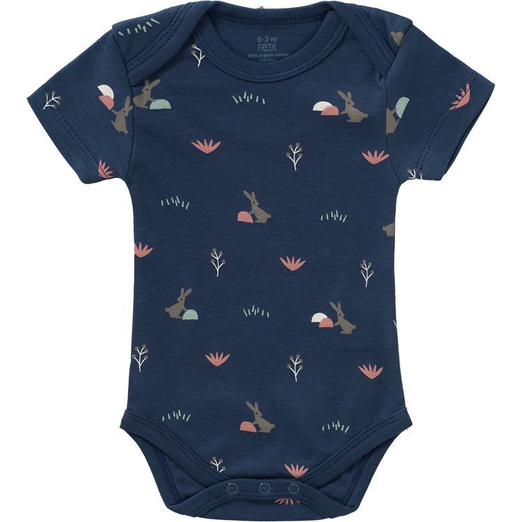 Body manches courtes en coton bio Rabbit mood indigo (naissance : 50 cm) (Fresk) - Couverture