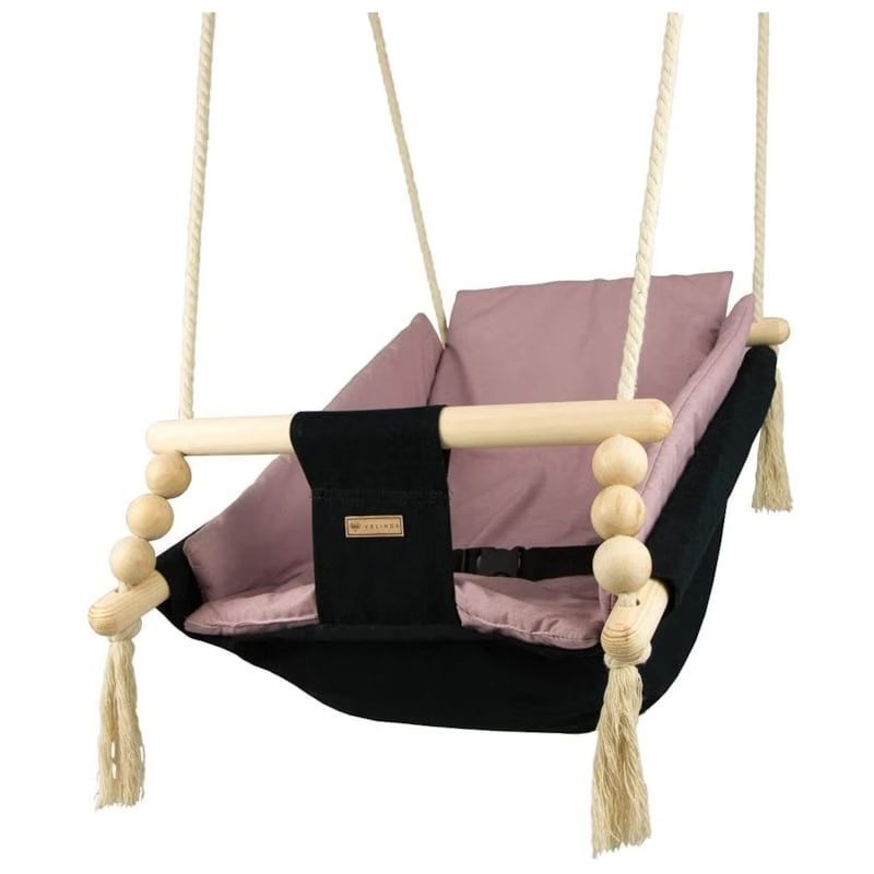 Bascule pour bébé noir, rose clair (Velinda) - Image 1