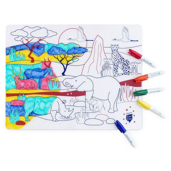 Set de Table à Colorier et ses 5 feutres - Savane (Super Petit) - Image 3