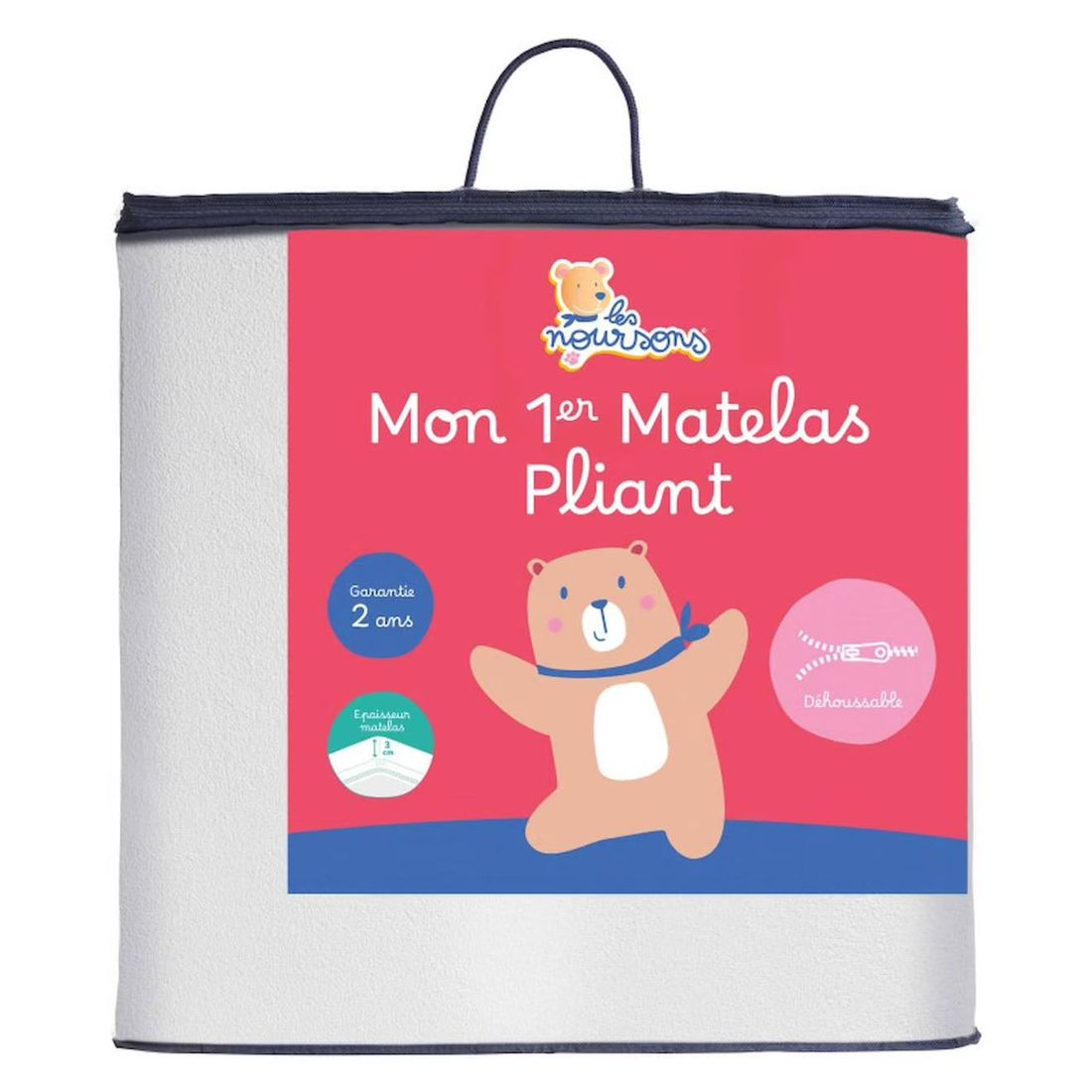 Matelas Pliant Bébé De Voyage - Déhoussable Blanc (Les Noursons) - Couverture