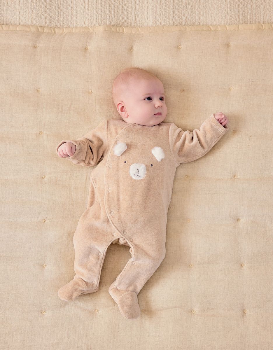 Pyjama en velours beige brodé – Orso (Noukie's) - Image 1