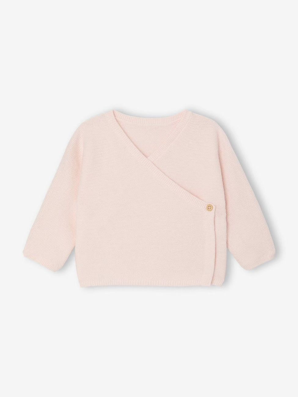 Brassière bébé naissance tricot point mousse coton et laine rose pâle (Vertbaudet) - Image 2