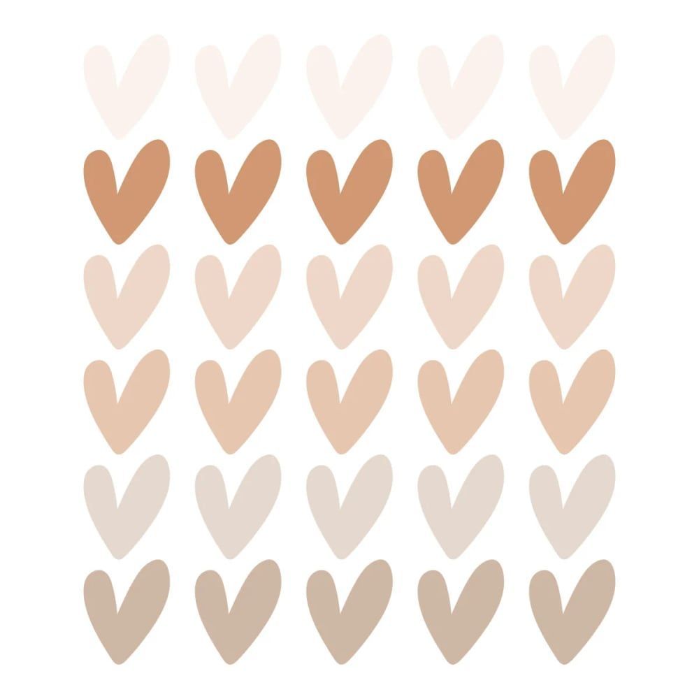 Stickers mureaux en vinyle petits coeurs marron et beige (Decochic) - Image 1