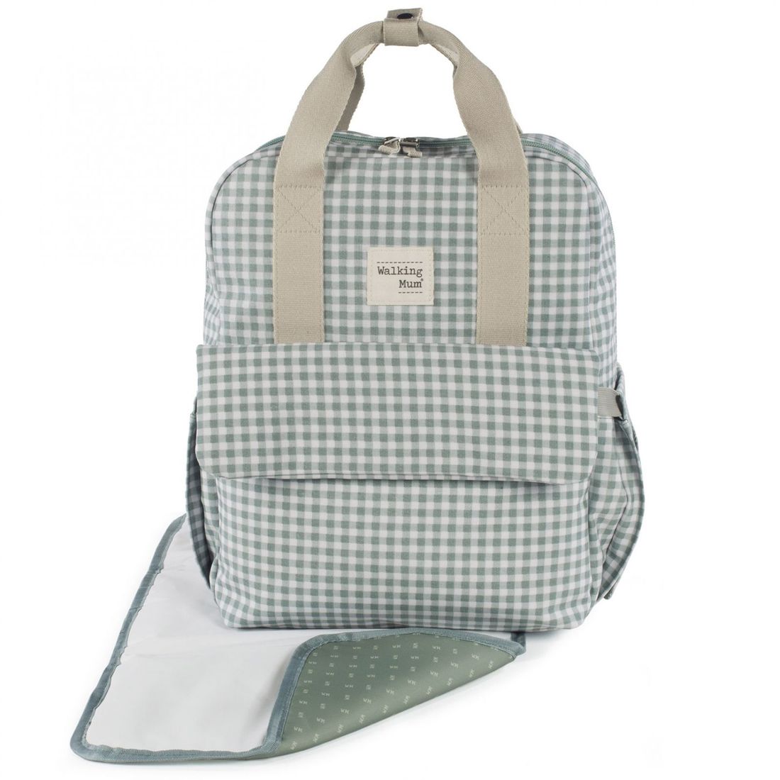 Sac à dos à langer I love Vichy vert (Walking Mum) - Image 1