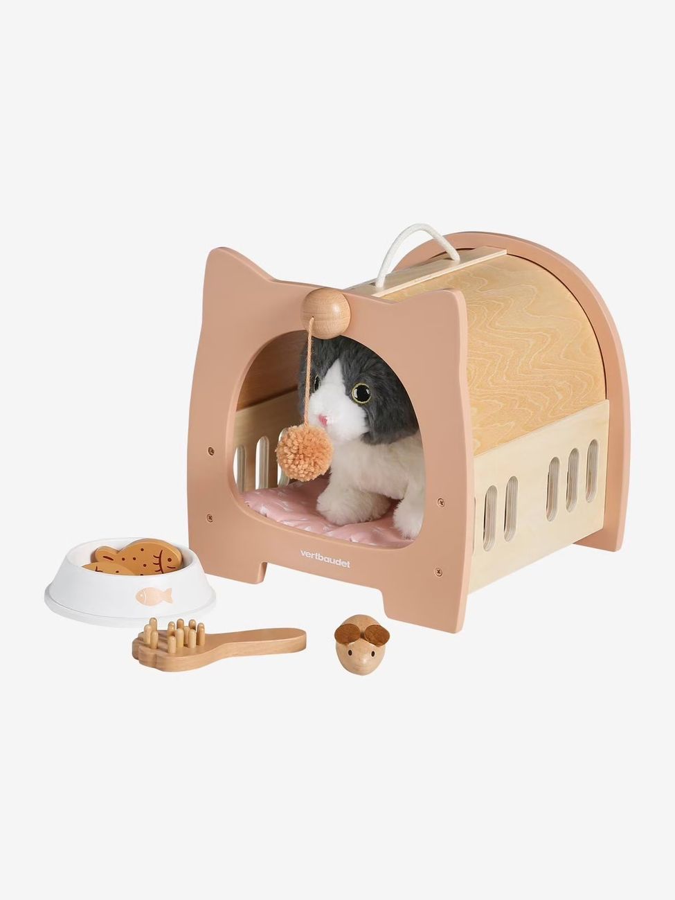 Set animal de compagnie Chat + accessoires en bois FSC® bois (Vertbaudet) - Image 1