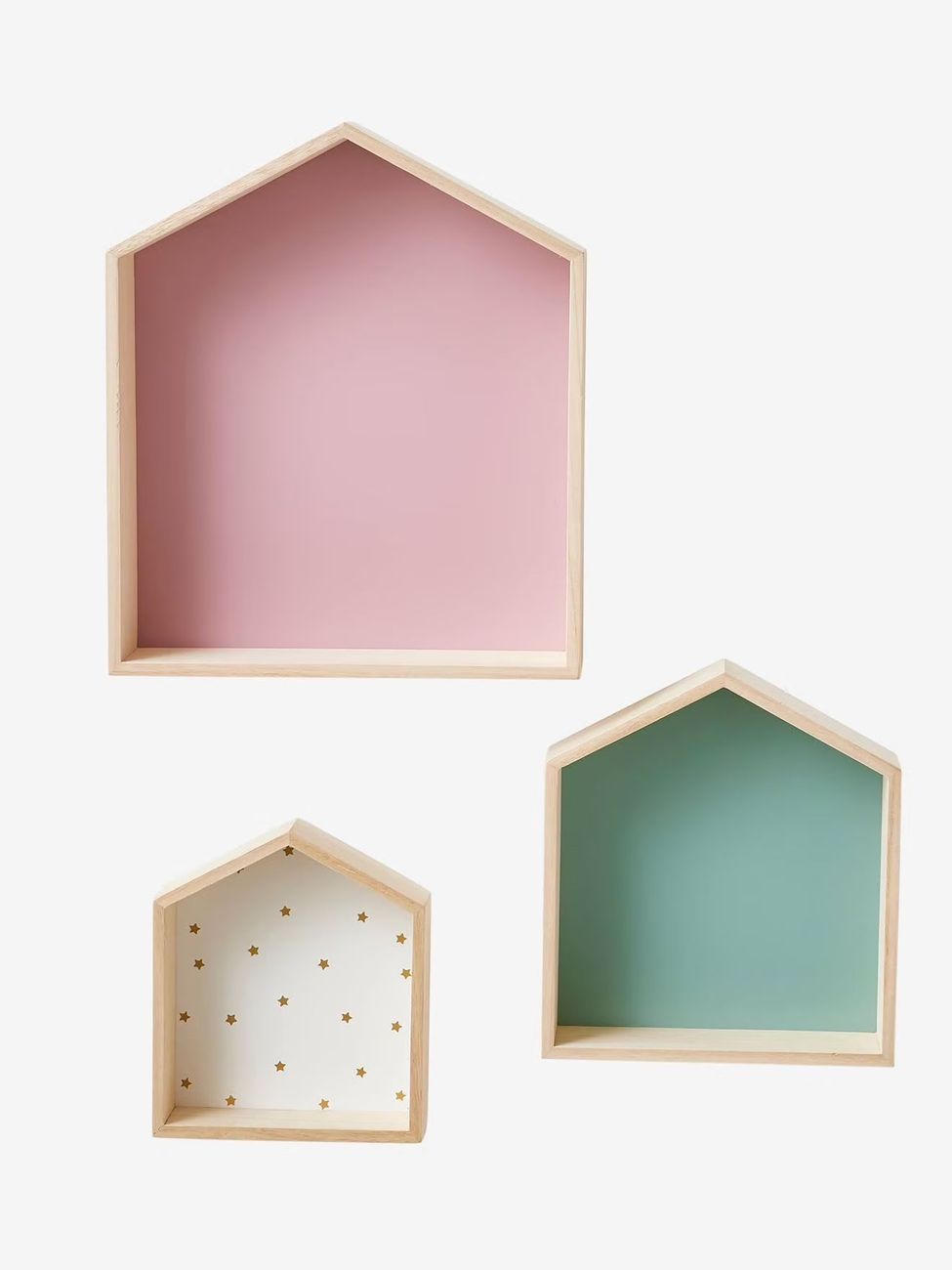 Lot de 3 étagères maison bois rose (Vertbaudet) - Image 2