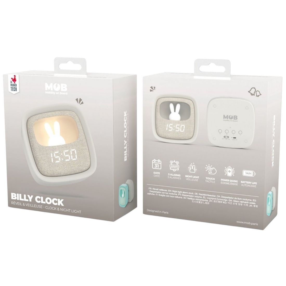 Réveil 2 en 1 Billy Clock Grey (MOB) - Image 9