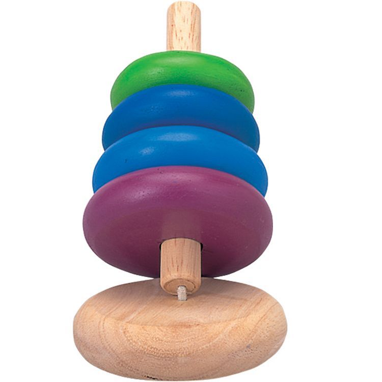 Pyramide en bois anneaux à empiler (Plan Toys) - Image 1