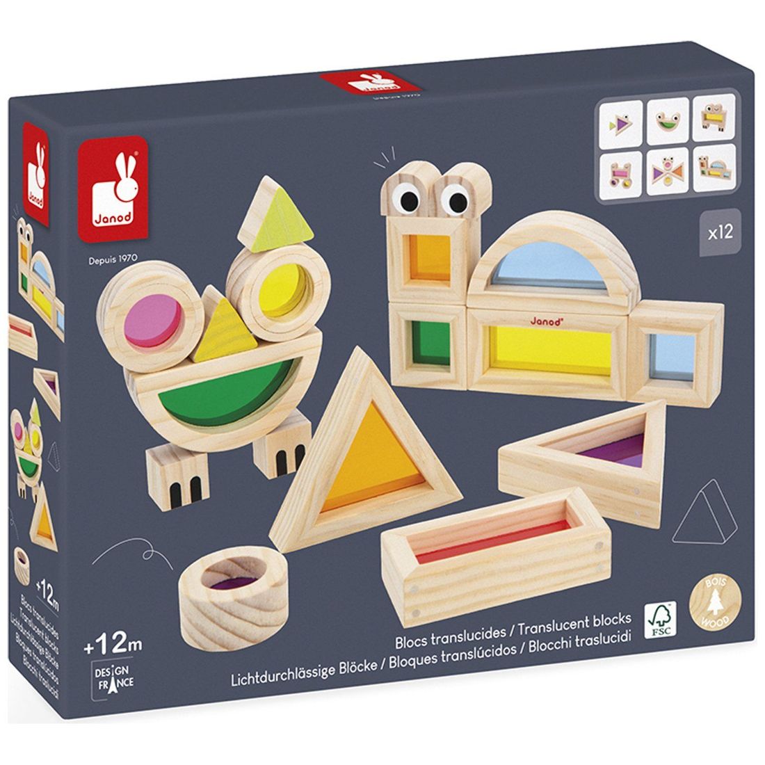 Jeu sensoriel Blocs translucides (18 pièces) (Janod) - Image 7