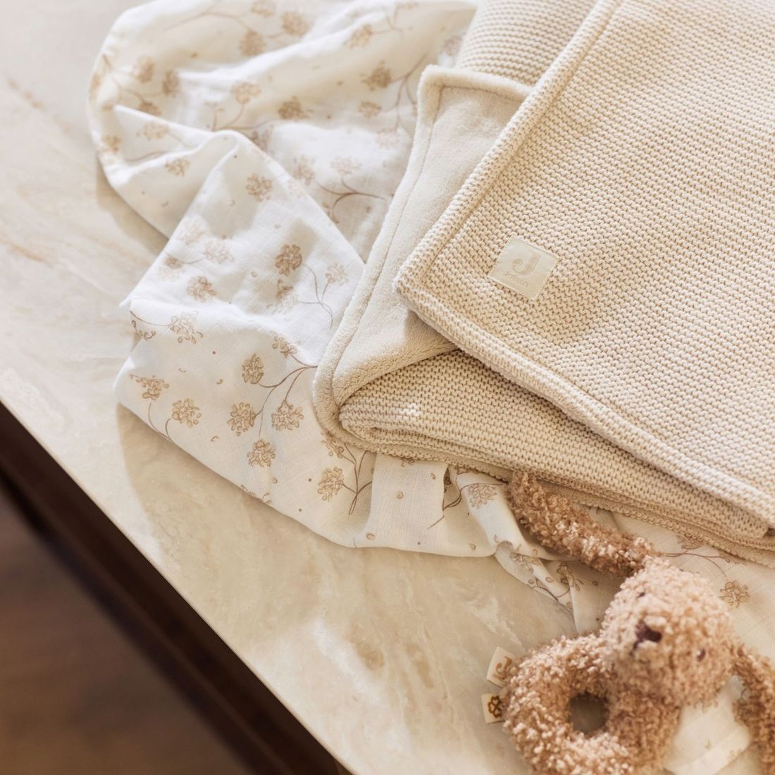 Couverture en polaire Basic Knit Oatmeal (75 x 100 cm) (Jollein) - Image 3