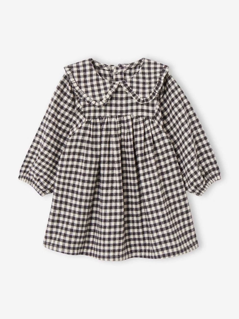 Ensemble 3 pièces bébé robe vichy + gilet + bandeau carreaux noir (Vertbaudet) - Image 3