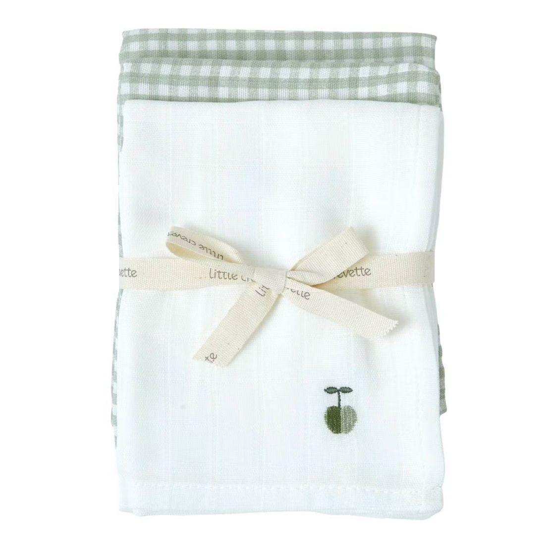 Lot De 3 Langes Gaze De Coton Bio Vert Sauge (Little Crevette) - Image 2