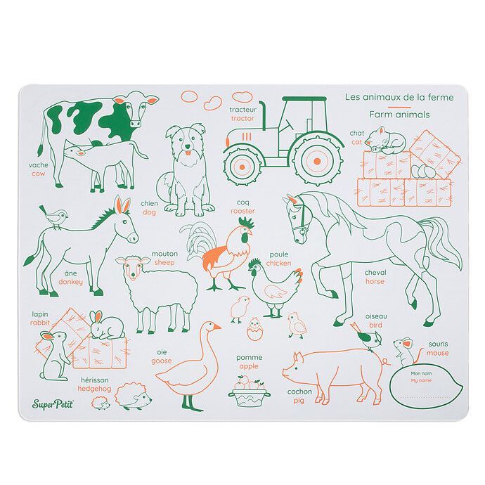 Set de Table à Colorier Réversible et son Feutre - Les Animaux de la Ferme (Super Petit) - Image 3