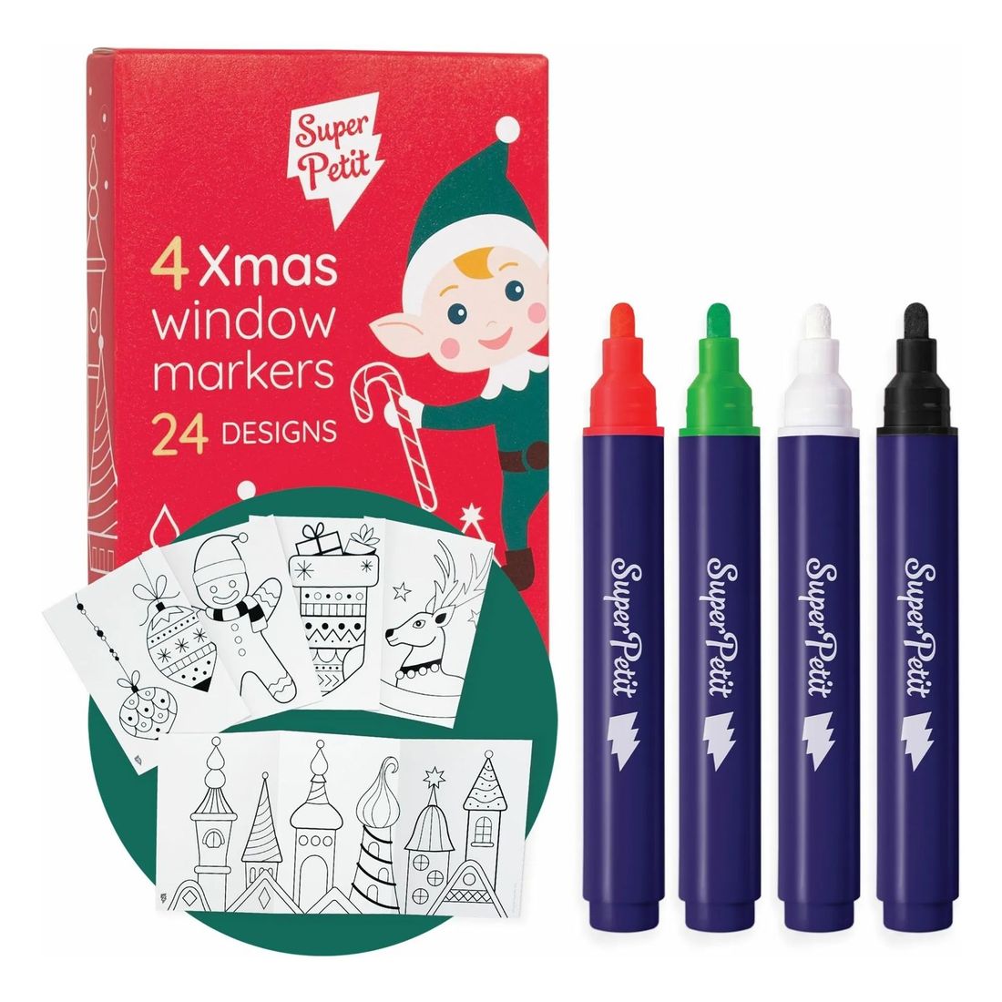 Superpetit - Coffret de 4 feutres pour vitres avec modèles de Noël (Superpetit) - Couverture