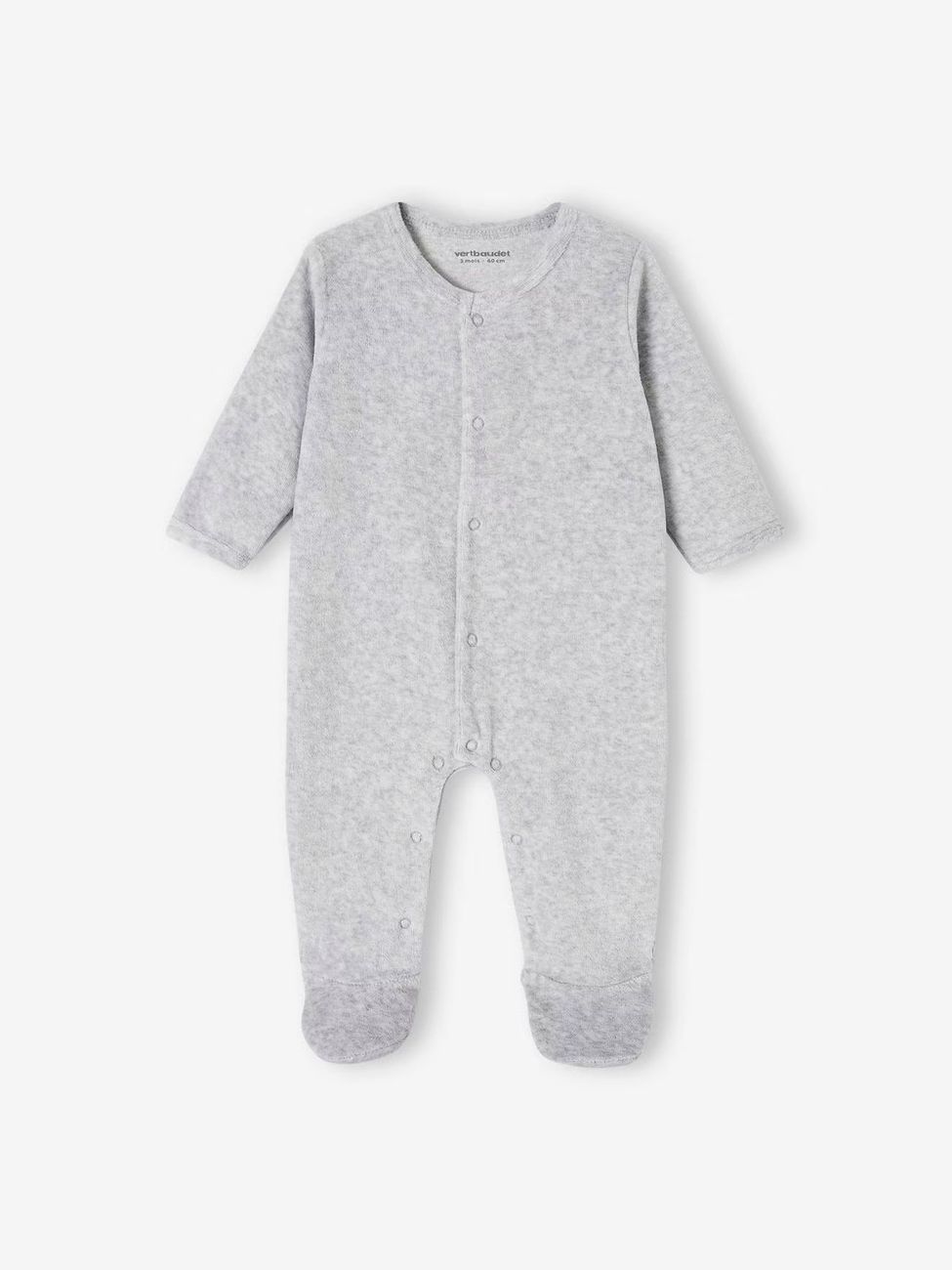 Lot de 3 pyjamas bébé mixte en velours ouverture naissance lot vert d'eau (Vertbaudet) - Image 2