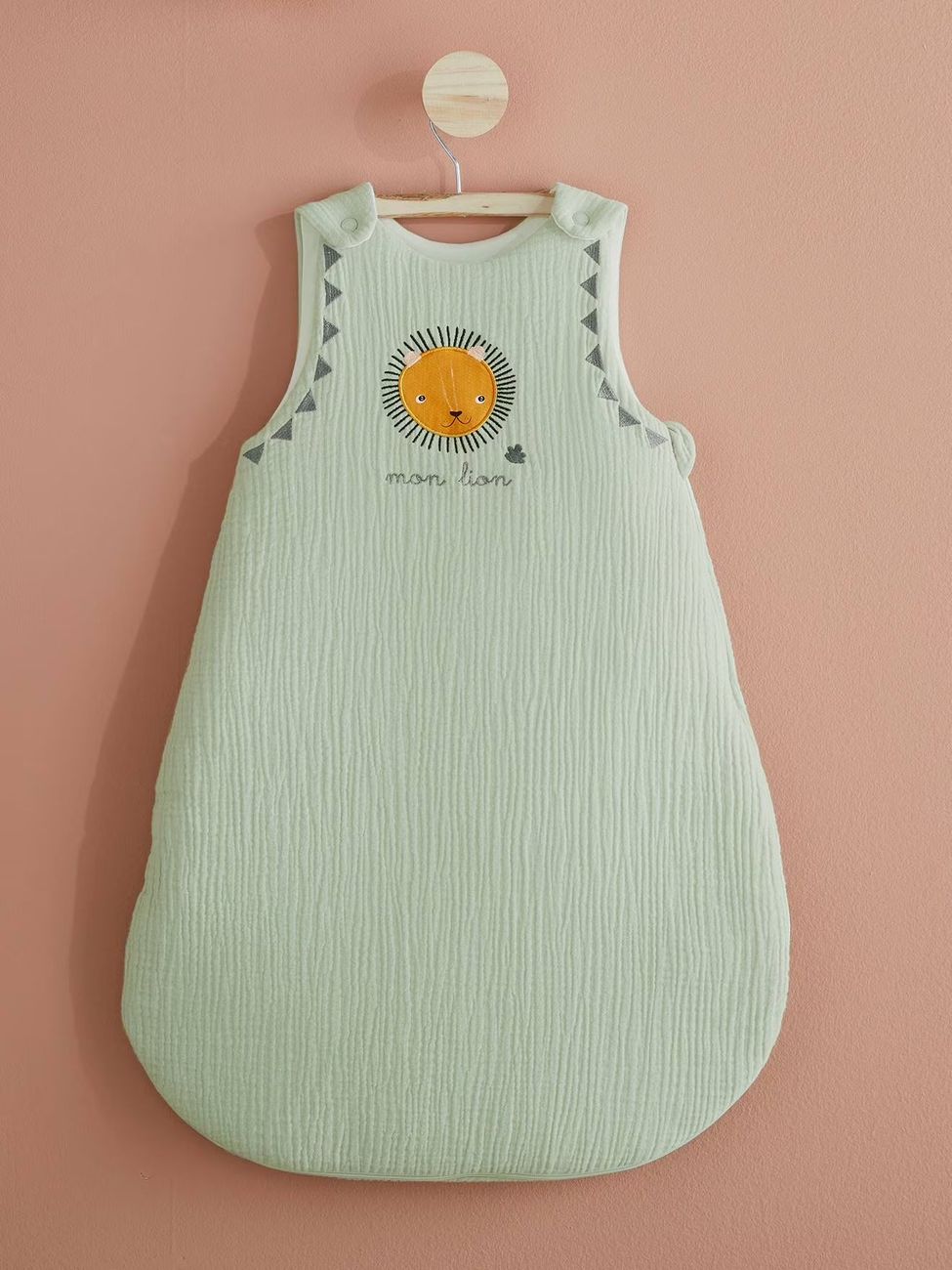 Gigoteuse en gaze de coton MON PETIT LION vert (Vertbaudet) - Image 1
