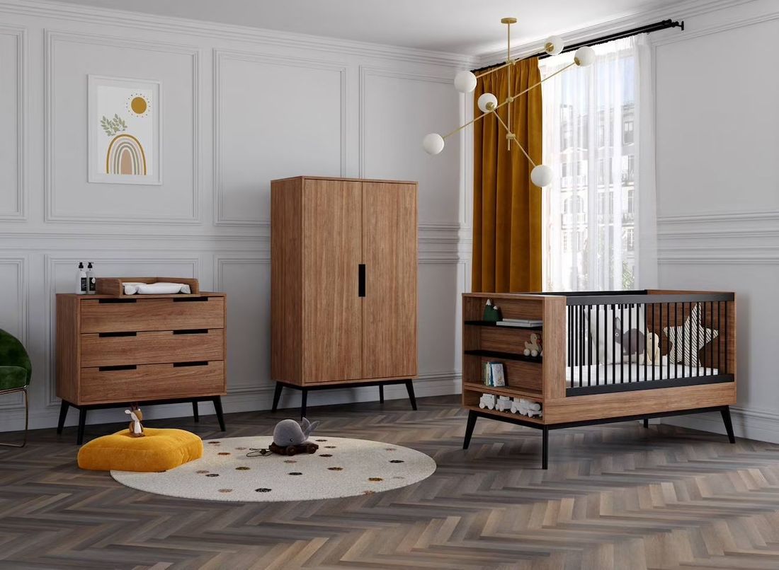 Chambre Bébé Complète Vintage Octave Noyer (Chambrekids) - Image 1