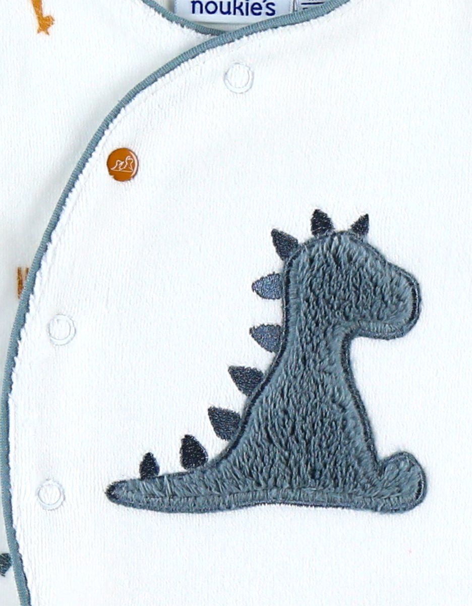 Pyjama dinosaure en velours, blanc/bleu (Noukie's) - Image 4