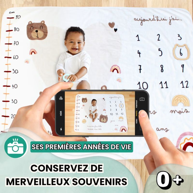 Couverture étape bébé - tapis photo mois (Keep love) - Image 1