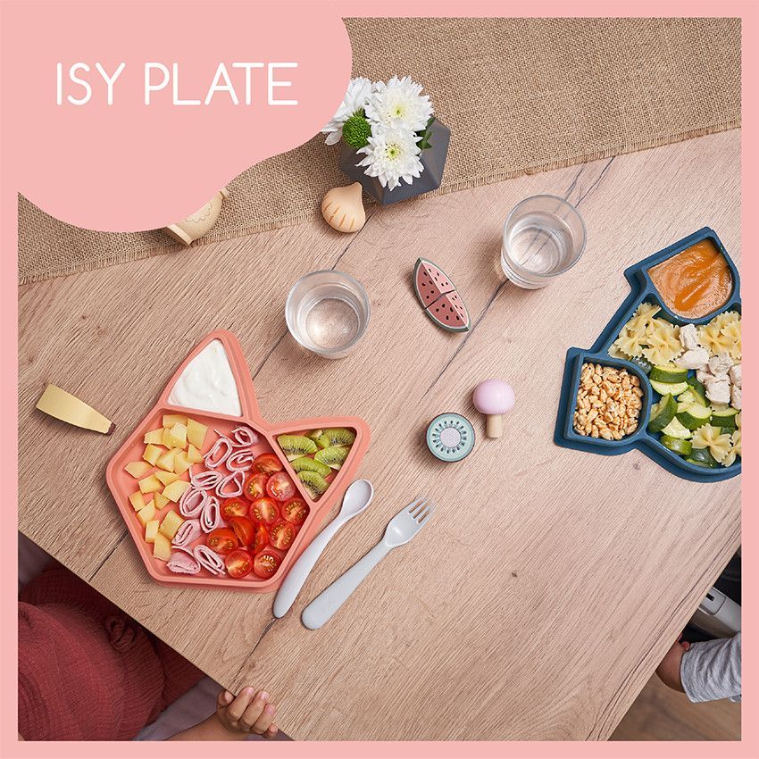 Assiette compartimentée en silicone ISY PLATE - Renard - Terracotta (Babymoov) - Image 2