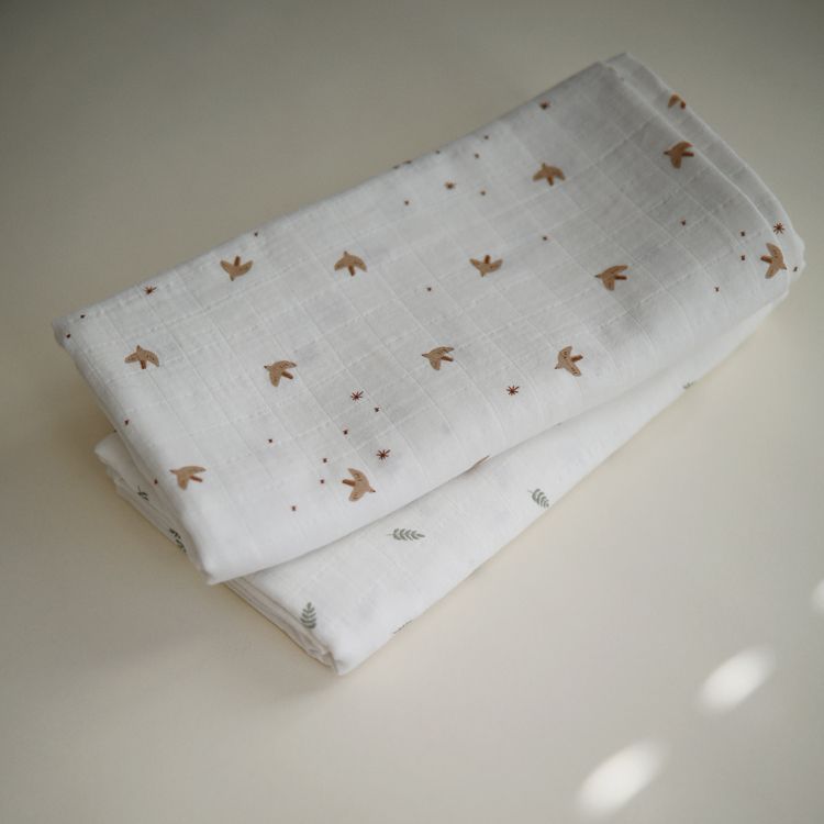 Maxi lange en coton bio Sparrows (120 x 120 cm) (Mushie) - Image 5