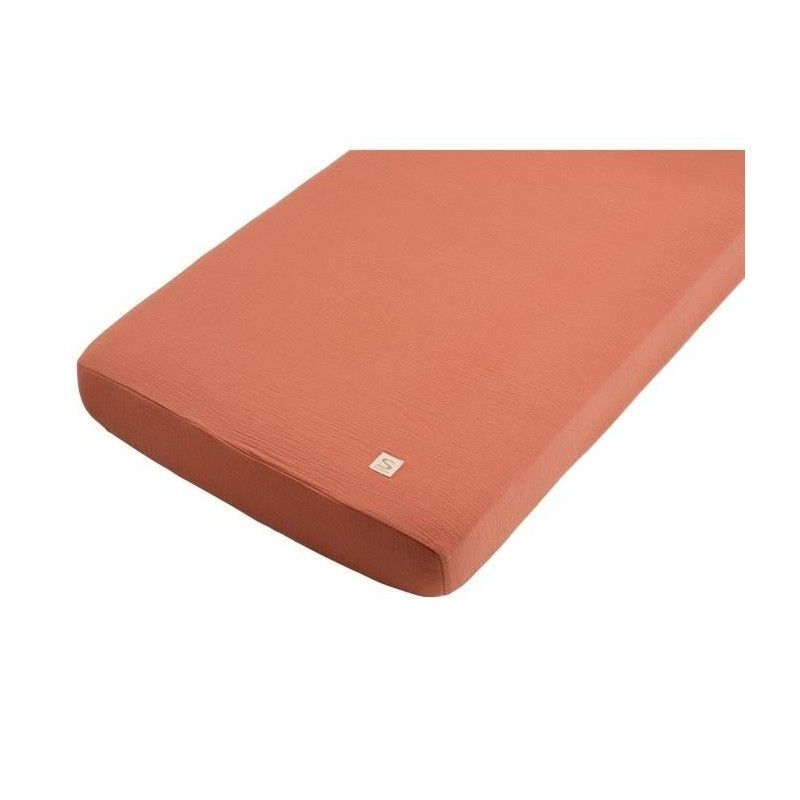 Draps housse unite uni Terracotta (Sauthon) - Image 1