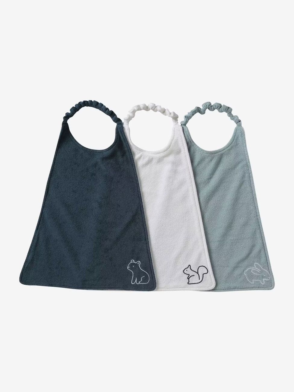 Lot de 3 grands bavoirs bleu grisé (Vertbaudet) - Image 1