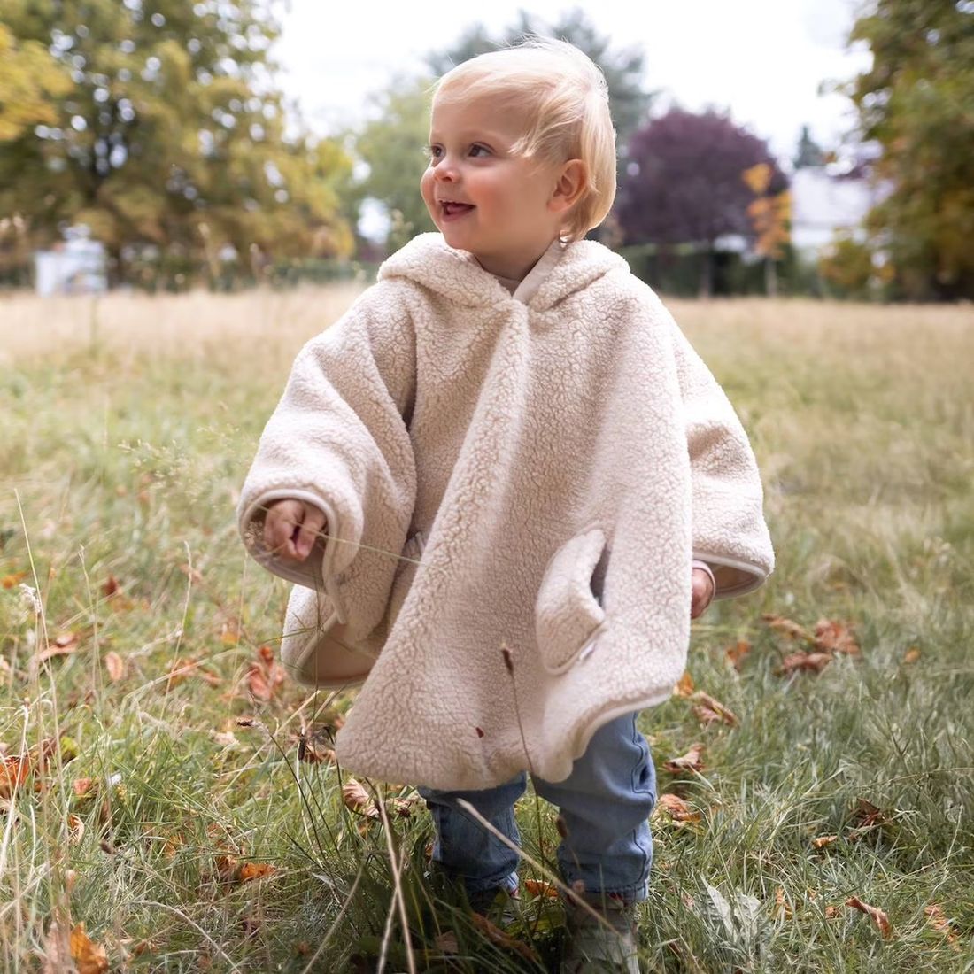 Poncho De Voyage Bébé Pour Siège Auto - Teddy Douillet Ficelle (Bemini) - Image 1