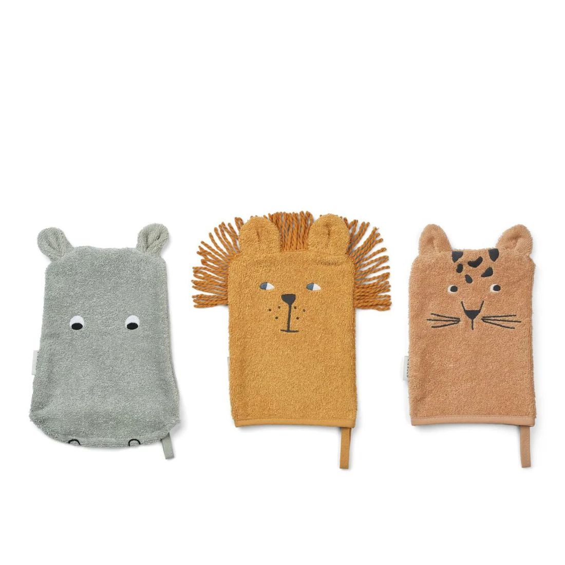 Lot de 3 gants de bain Sylvester - Safari mix (Liewood) - Couverture