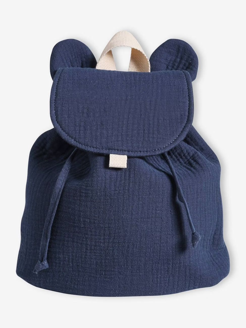 Sac à dos personnalisable en gaze de coton animation oreilles bleu nuit (Vertbaudet) - Couverture