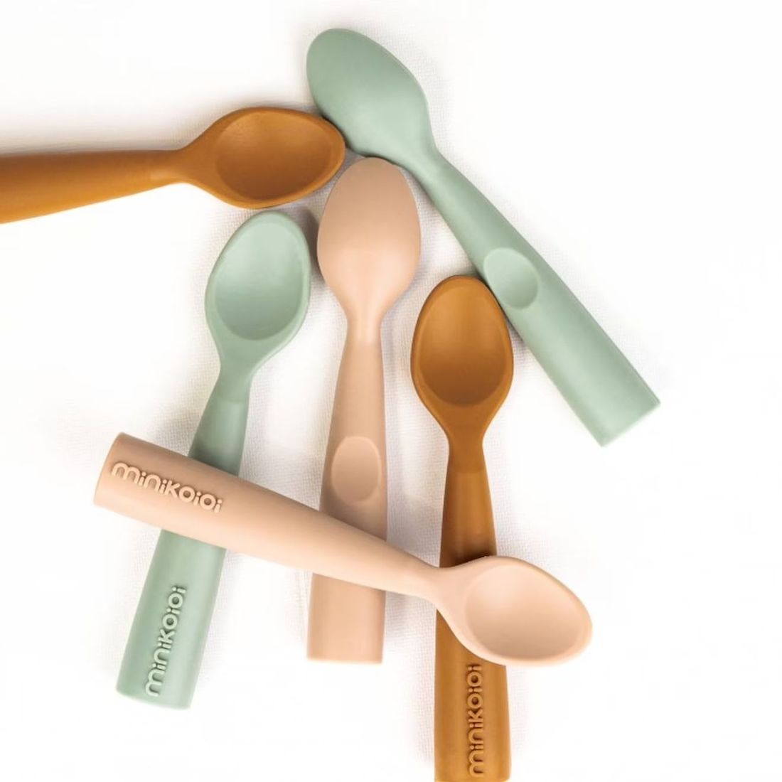 Cuillère Bébé En Silicone Vert Amande (Minikoioi) - Image 2