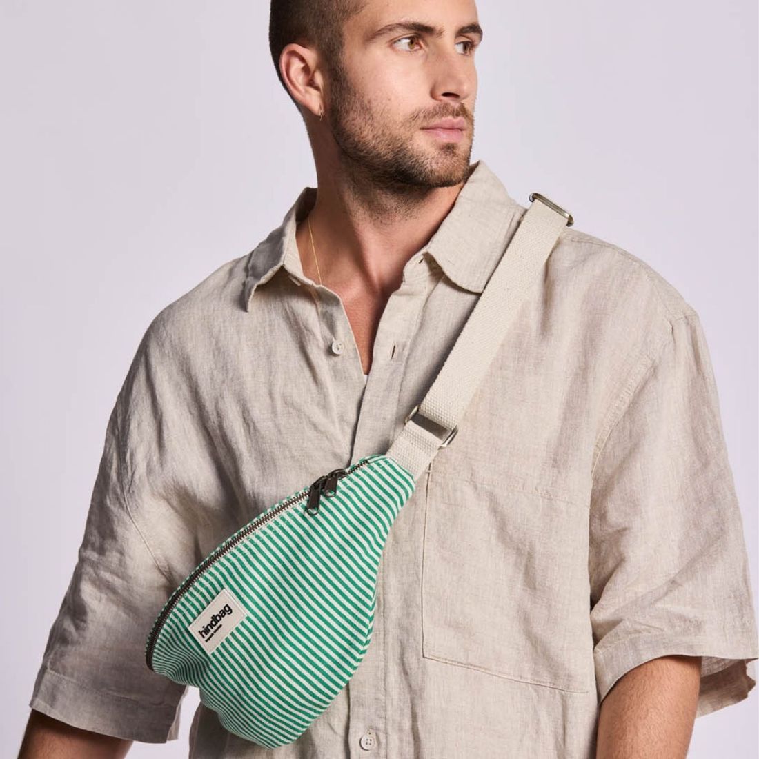 Sac banane Olivia Rayures Fines Vert (Hindbag) - Image 4