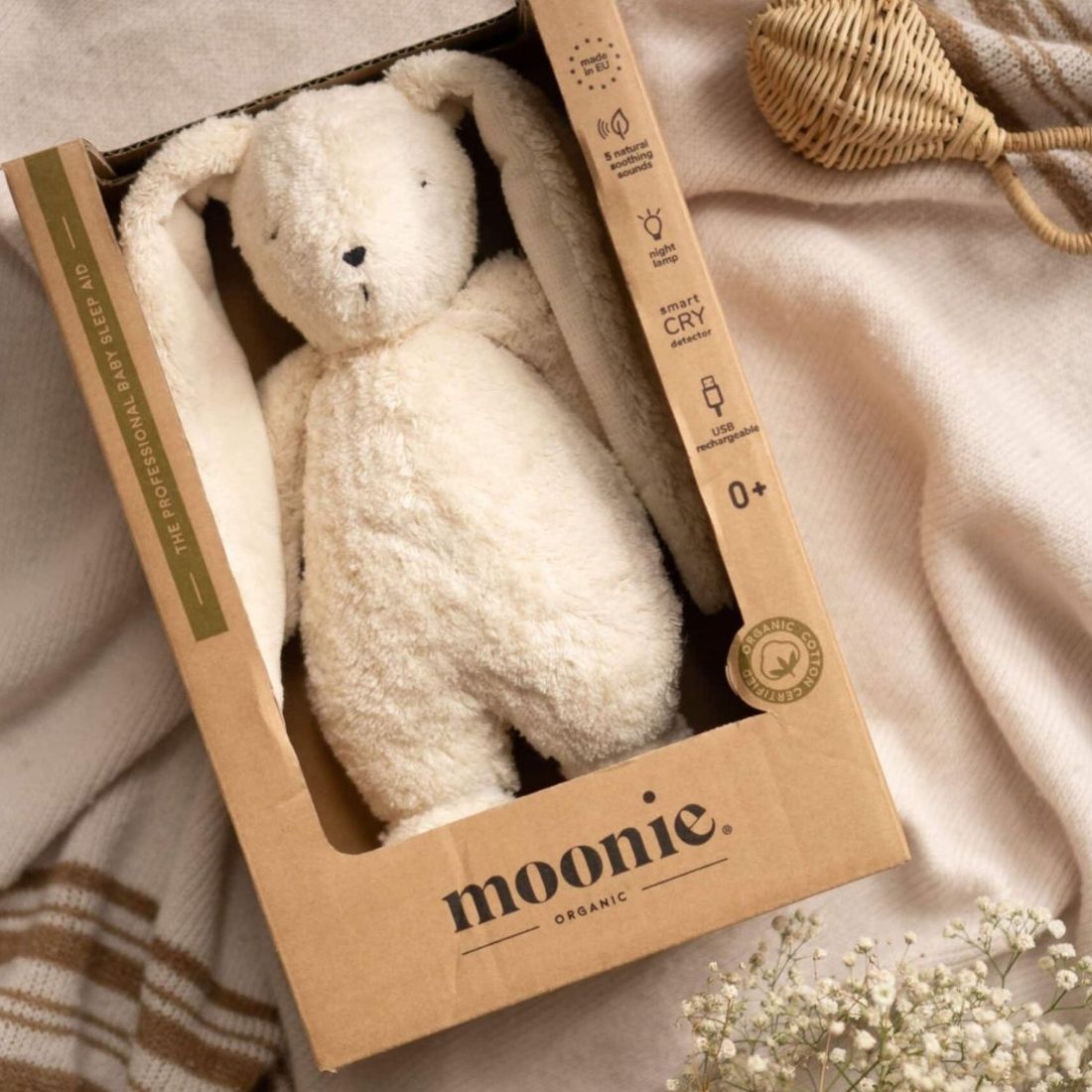 Peluche veilleuse lapin nature bio avec sons & lumières sable 2.0 (Moonie) - Image 5