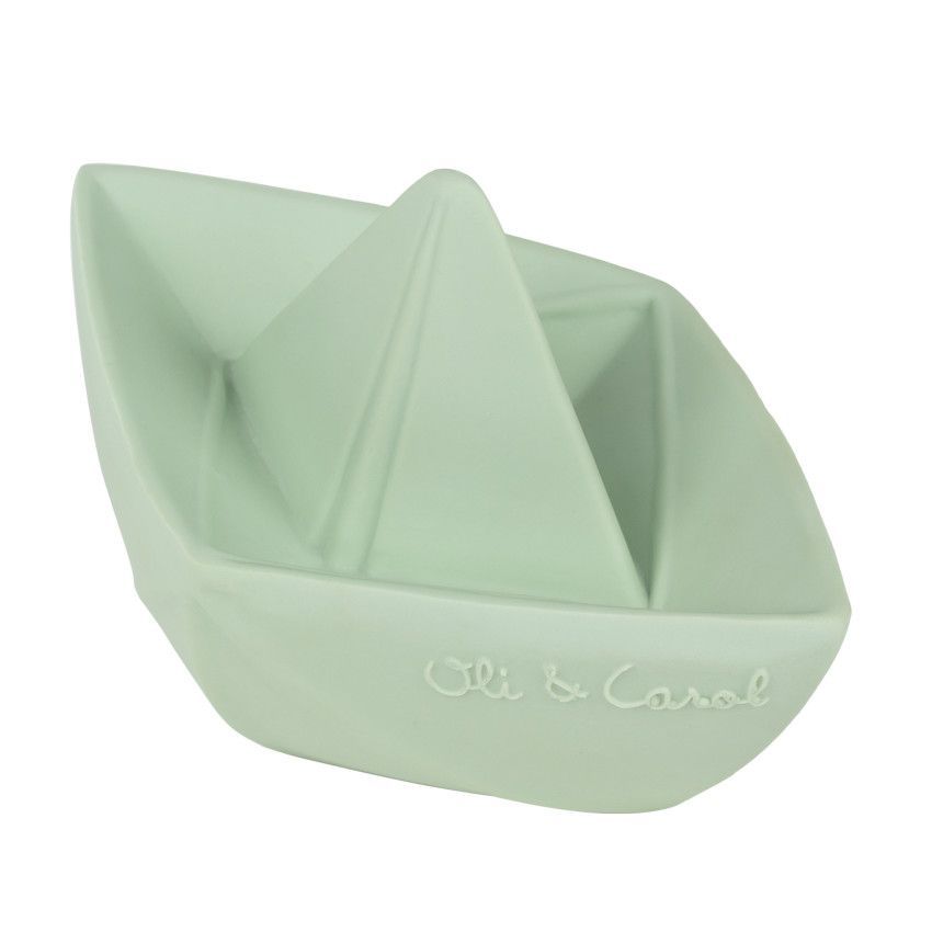 Jouet de bain en caoutchouc Bateau Origami menthe - Vert (Oli and Carol) - Image 2