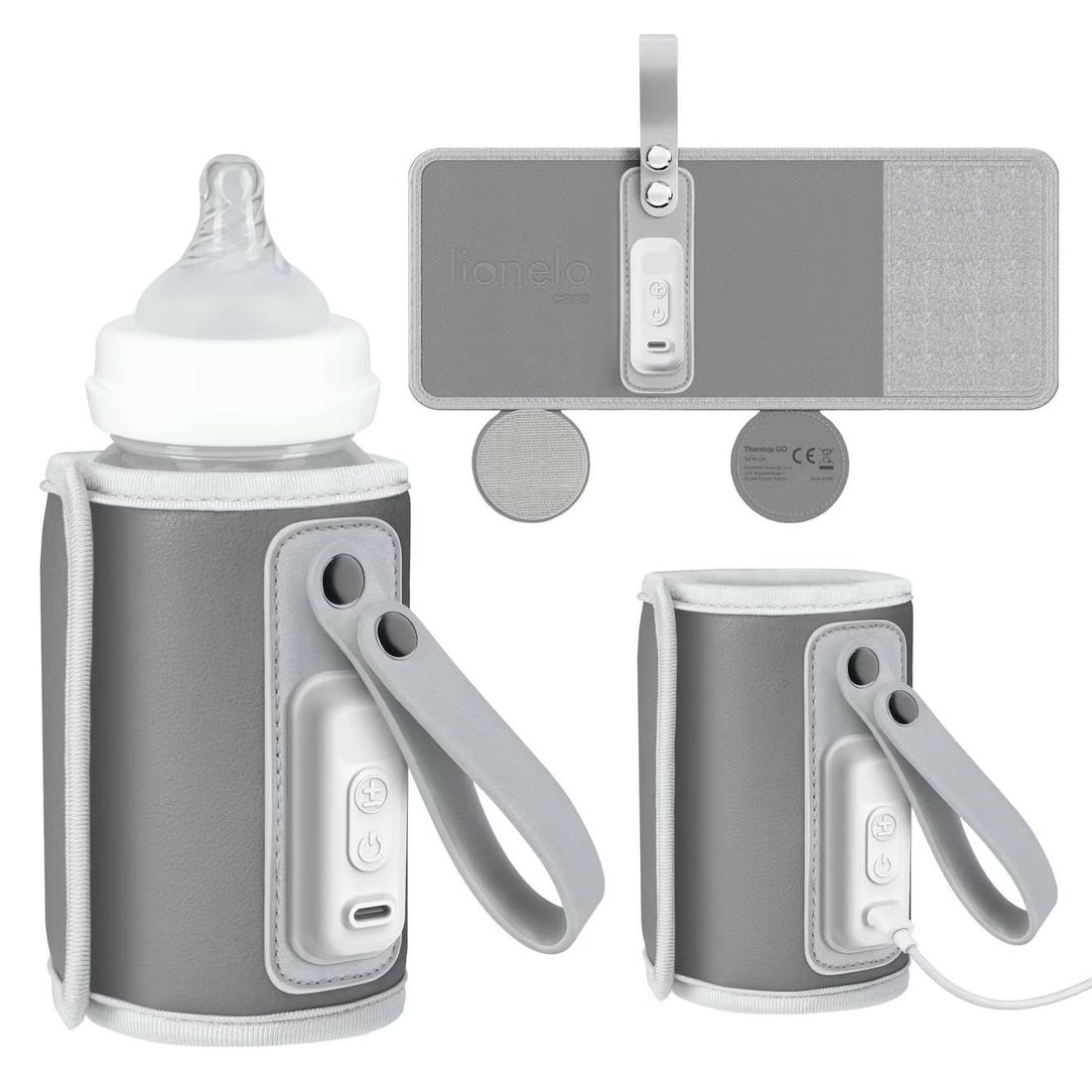 Chauffe-biberon Portable Thermup Go Usb Avec Maintien De La Température Jusqu’à 24 H, Sans Bpa Grey Silver (Lionelo) - Image 1