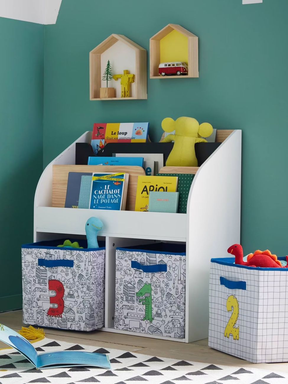 Meuble de rangement 2 cases + étagère-bibliothèque LIGNE SCHOOL blanc (Vertbaudet) - Couverture