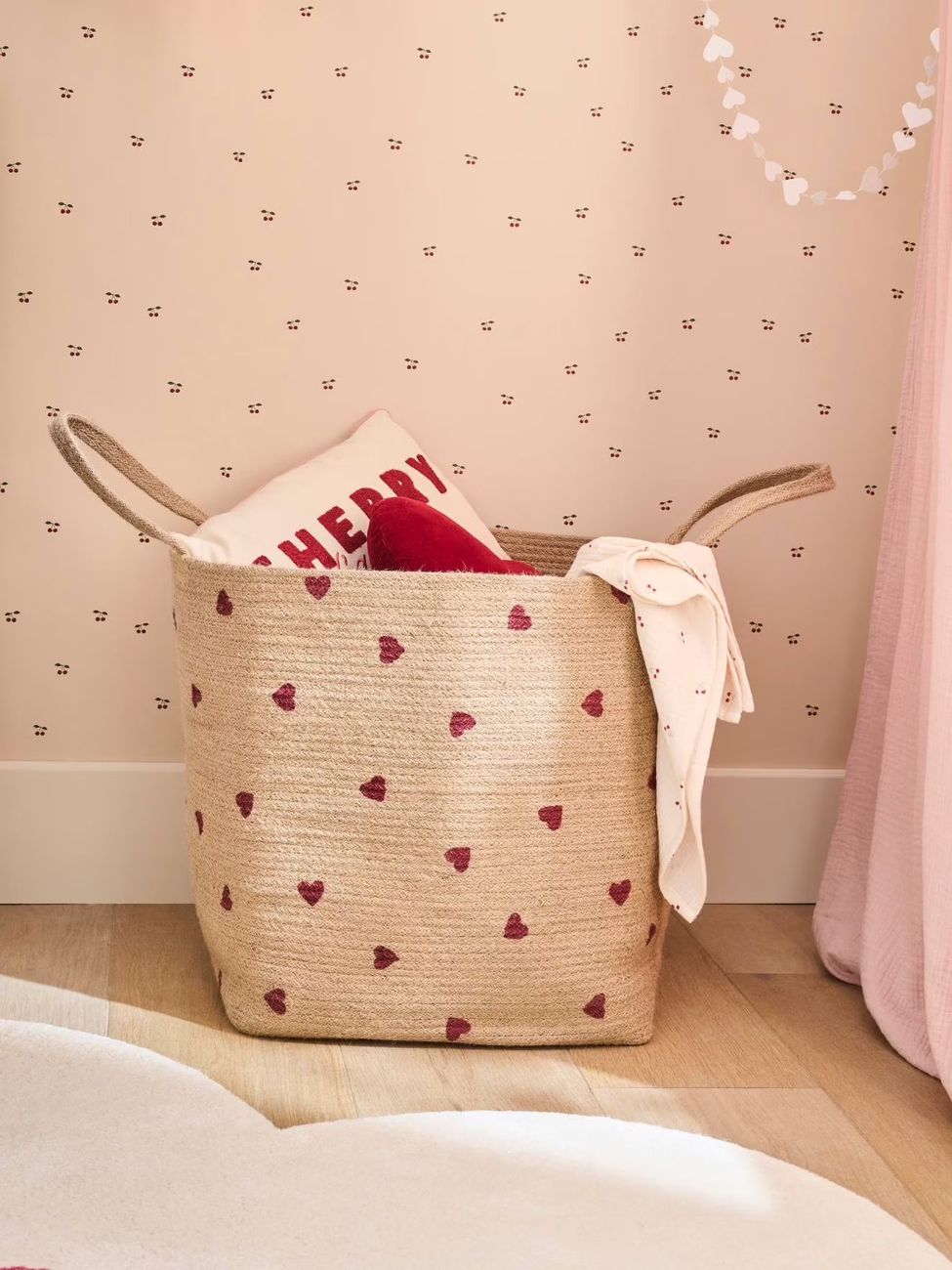 Panier de rangement XL coeur en jute CHERRY beige (Vertbaudet) - Couverture