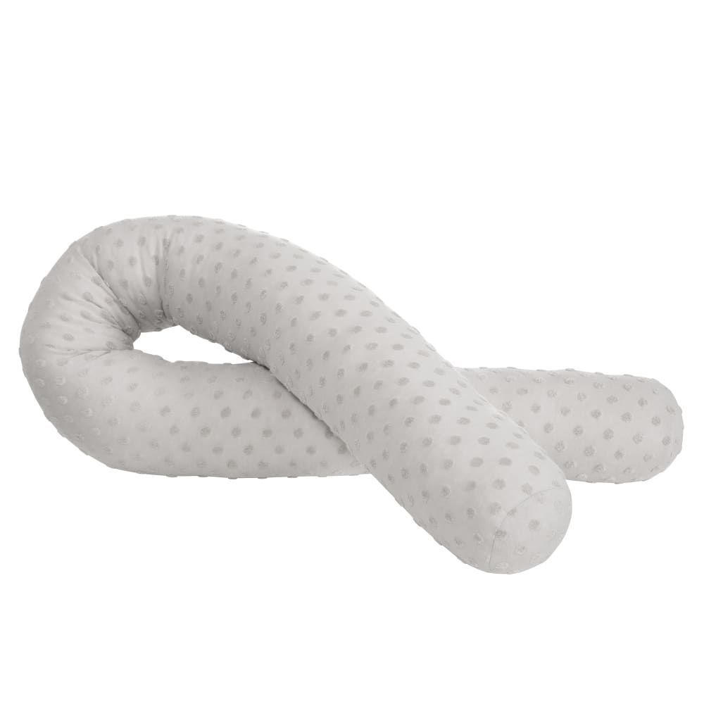 Coussin d'allaitement et tour de lit bébé 170 cm en coton bio gris (Roba) - Image 1
