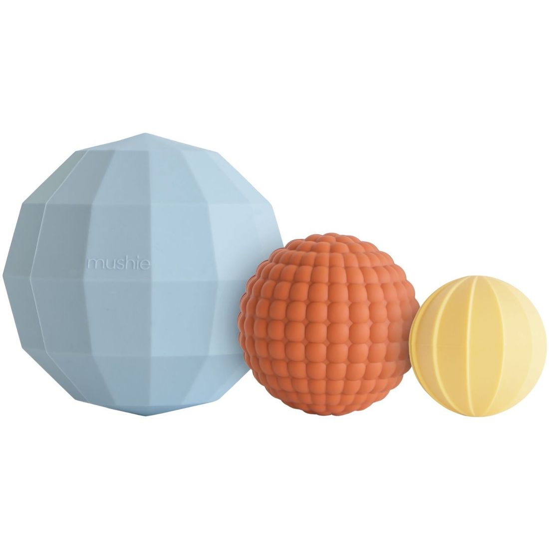Lot de 3 jouets sensoriels Nesting Spheres Powder Blue (Mushie) - Couverture