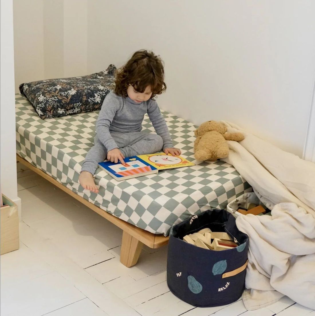 Drap Housse Damier Céladon (Mezamé Paris) - Image 4