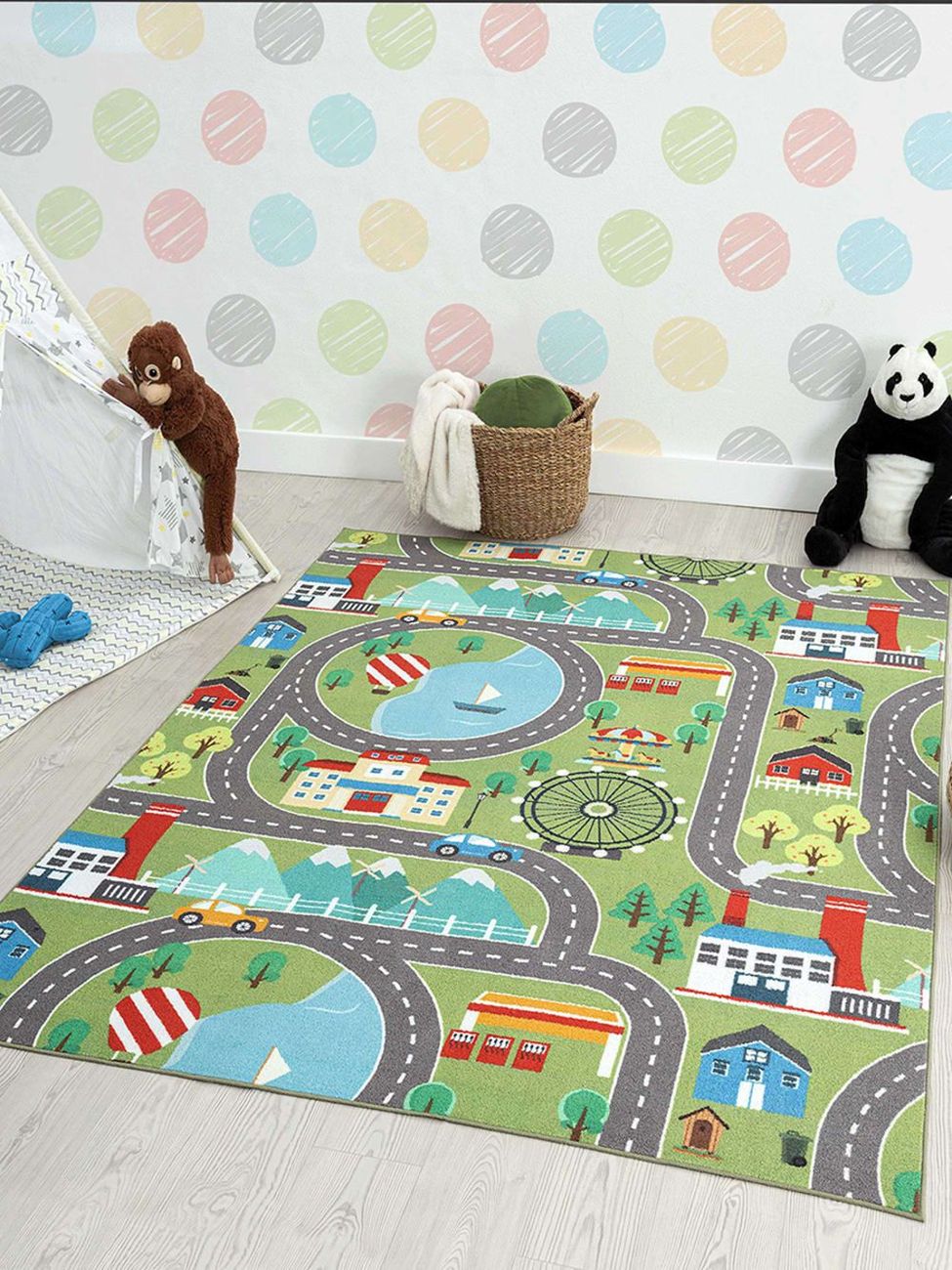 Tapis enfant moderne football, vert, 100 x 200 cm (The carpet) - Image 2